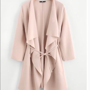 Waterfall Collar Pocket Front Wrap Coat